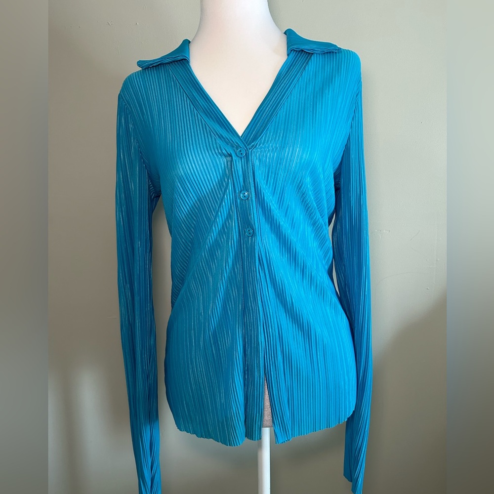 Mint Blue Plisse Top
